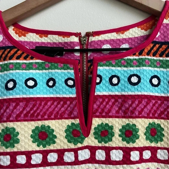 Talbots Geometric Striped Textured Sleeveless Knee-Length Sheath Dress - Picture 9 of 16